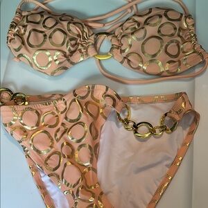 Gold and Tan Women's Bikini Set